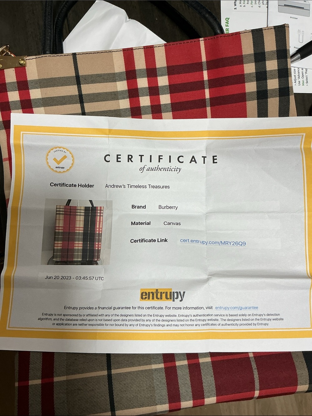 Burberry crossbody bag w/ authentication - Picture 3 of 3